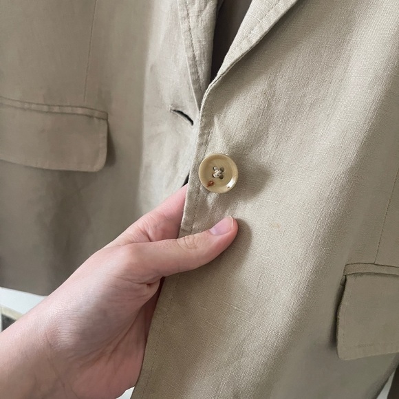 Jones New York linen tan blazer 1 bottom closure size 6 - Picture 7 of 12